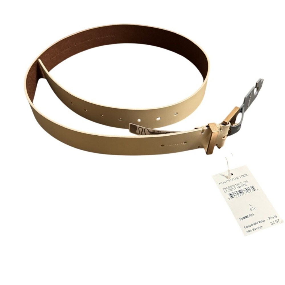 NWT Allsaints Genuine Leather Women's Belt Large Desert White 44.75x1.5 Casual